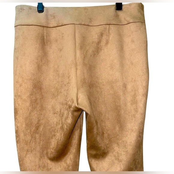 ZAC & RACHEL PETITE HIGH RISE PANTS FAUX-SUEDE WOMENS SLIM TAN COLOR SIZE PLARGE - Picture 8 of 16